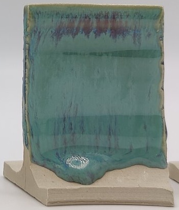 Prisma Green + Blue Flame on Valentine Earthstone ES-10 cone 6 oxidation