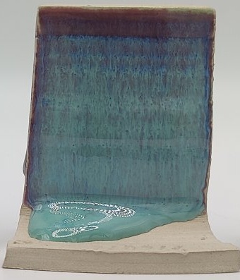 Blue Flame + Prisma Green on Valentine Earthstone ES-10 cone 6 oxidation