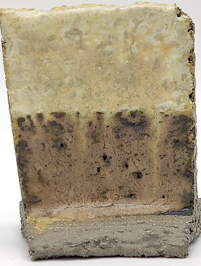 White Engobe + Black Engobe + Fossil Rock on SIO2 Barcino Grey cone 6 oxidation