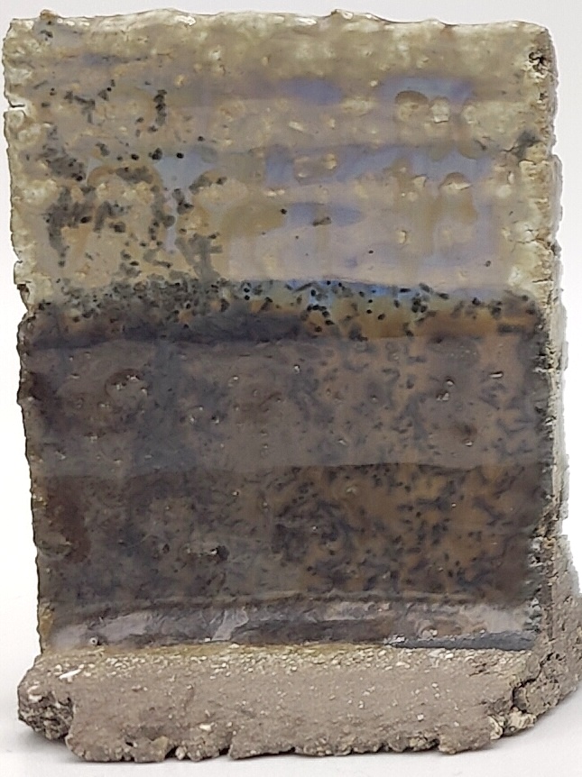 White Engobe + Black Engobe + Micro Ash on SIO2 Barcino Grey cone 6 oxidation