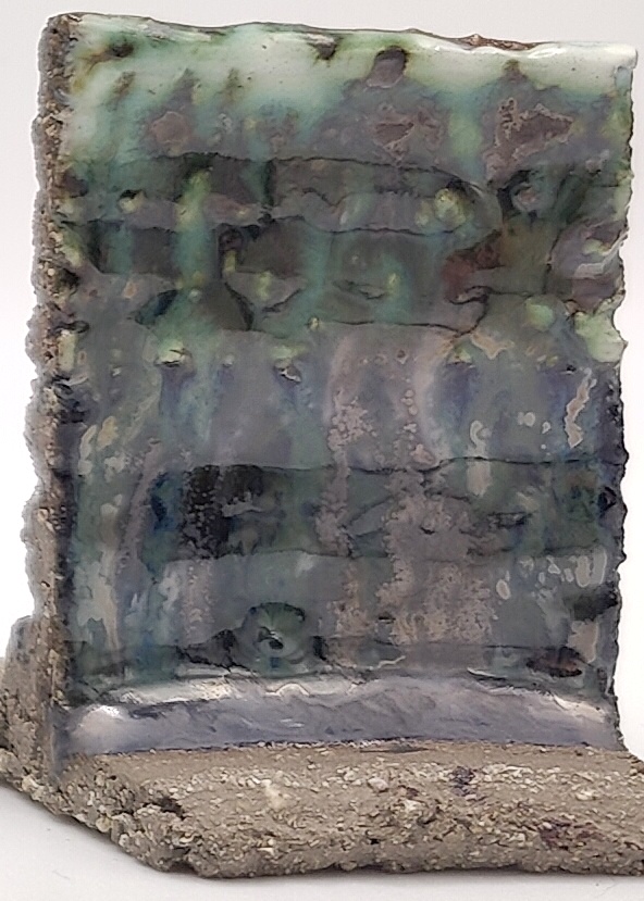 White Engobe + Black Engobe + Green Jasper on SIO2 Barcino Grey cone 6 oxidation
