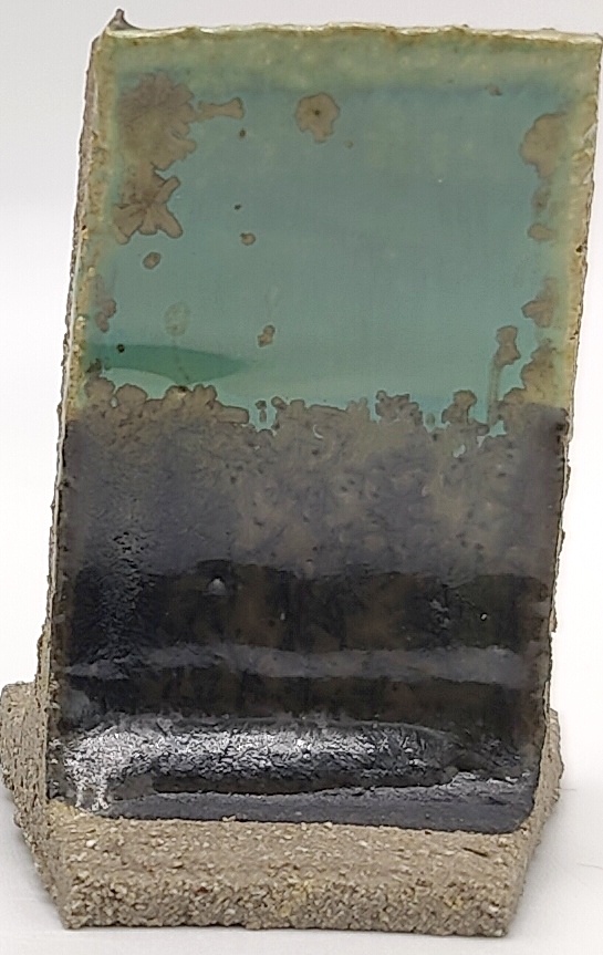 White Engobe + Black Engobe + Micro Jade on SIO2 Zumaia Grey (Rokk Grey) cone 6 oxidation