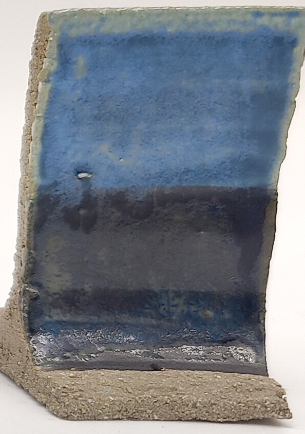 White Engobe + Black Engobe + Micro Cerulean on SIO2 Zumaia Grey (Rokk Grey) cone 6 oxidation
