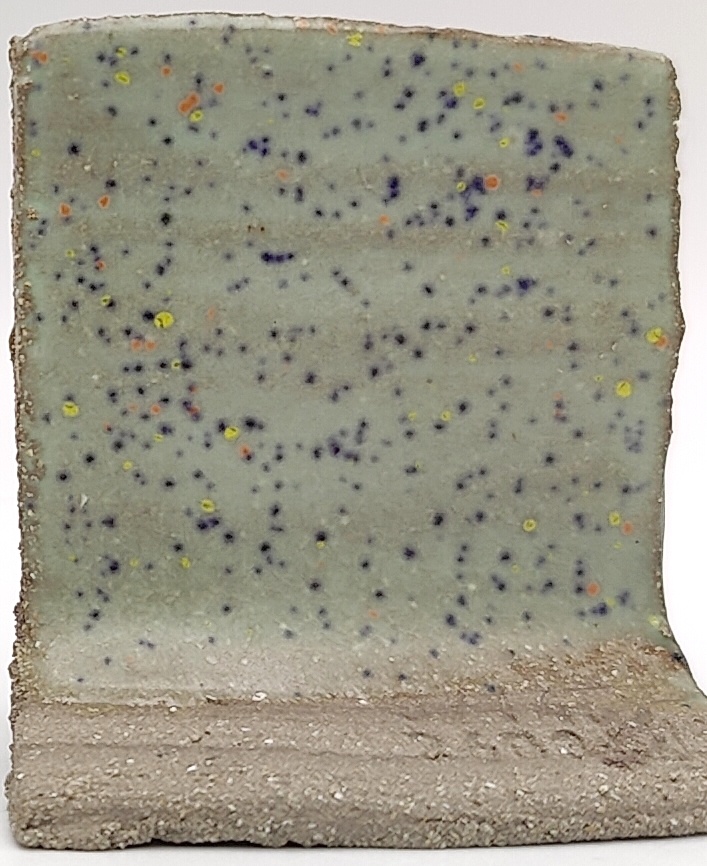 Mint Speck on SIO2 Zumaia Grey (Rokk Grey) cone 6 oxidation
