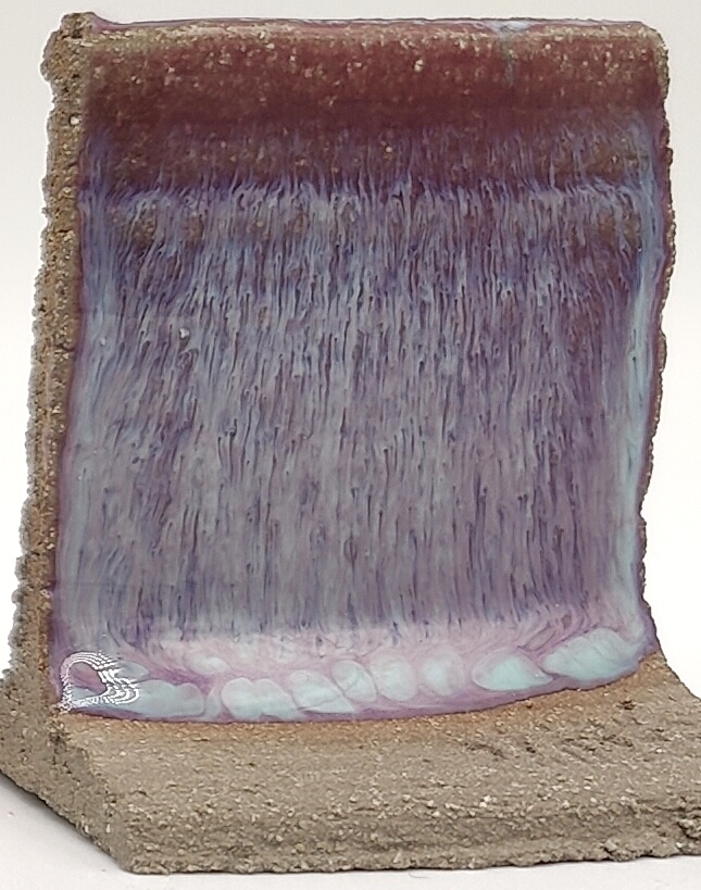 Blue Flame on SIO2 Zumaia Grey (Rokk Grey) cone 6 oxidation